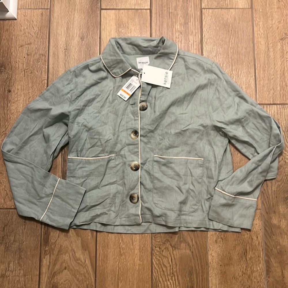 Kensie jeans, brand linen, blend button-down crop top blazer. NEW